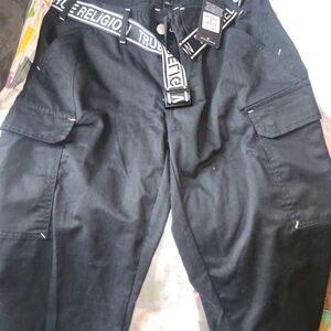 True Religion Men's Black Cargo Pants